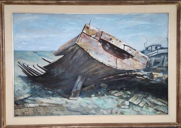 난파선 - 남궁성[법성포초교 56회(공립 46회) 1998년 작, 유채[145.5x97cm(80p)]